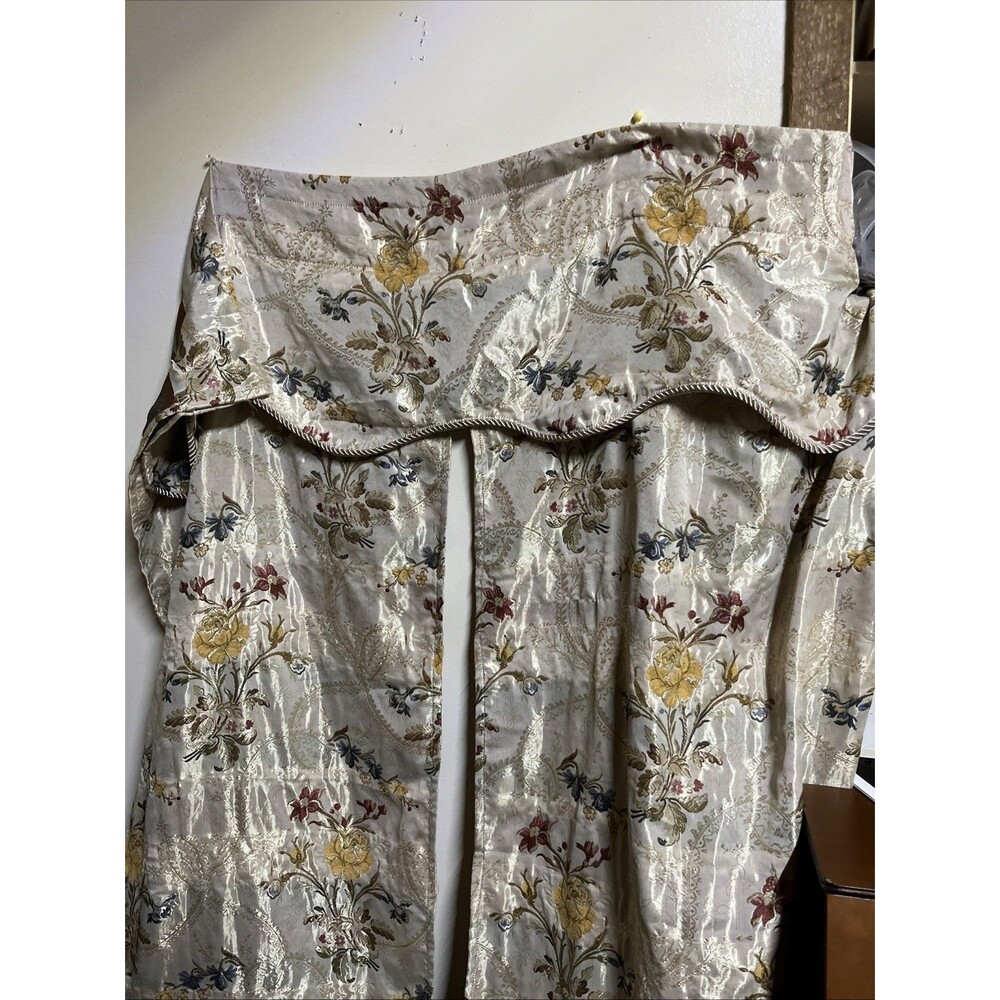 Shimmer Floral Top Drapery Side Panels with Valance Wide Rod Pocket 84 x 52